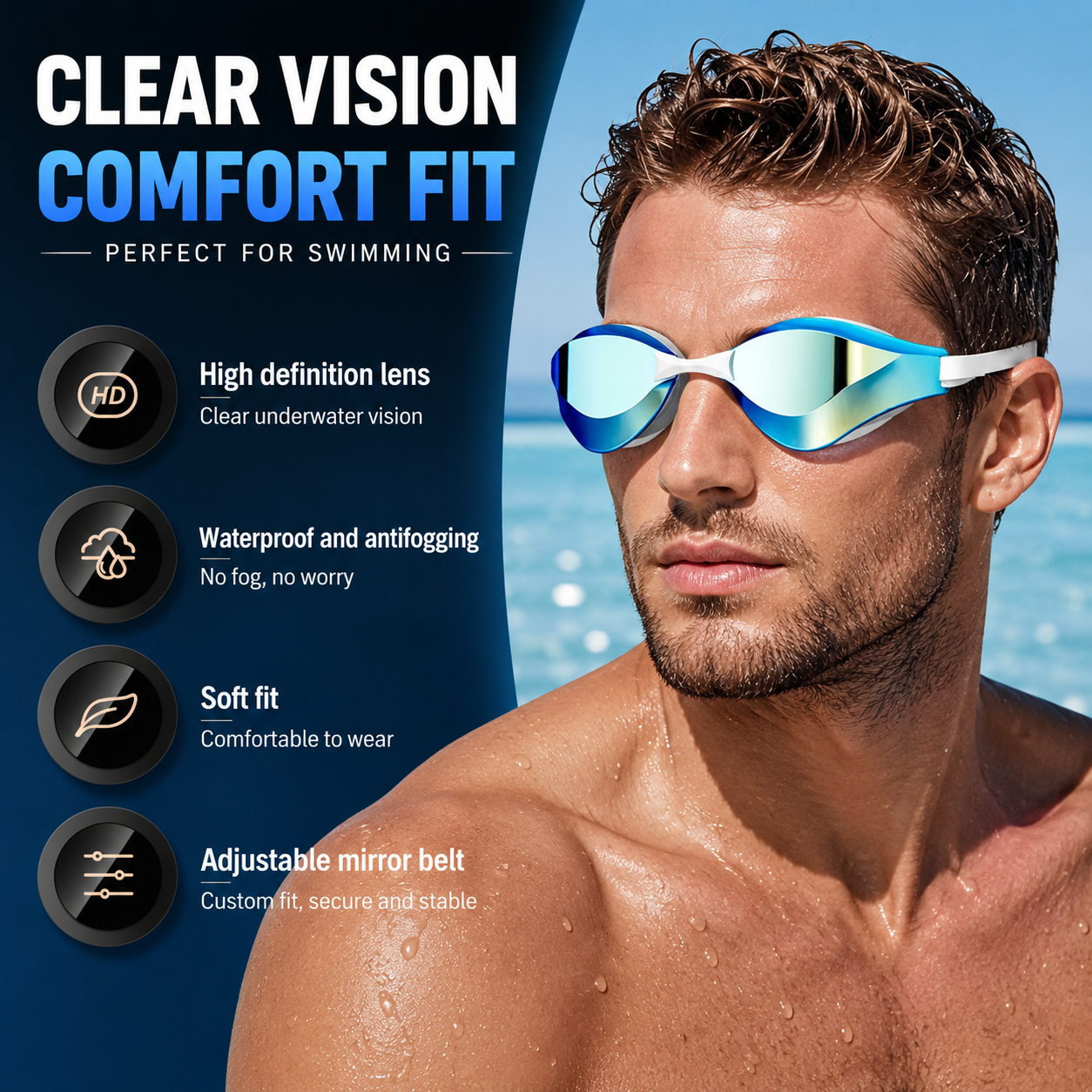 Aquatic Sports Cap - Professional Racing Swimming Goggles Set Adult
